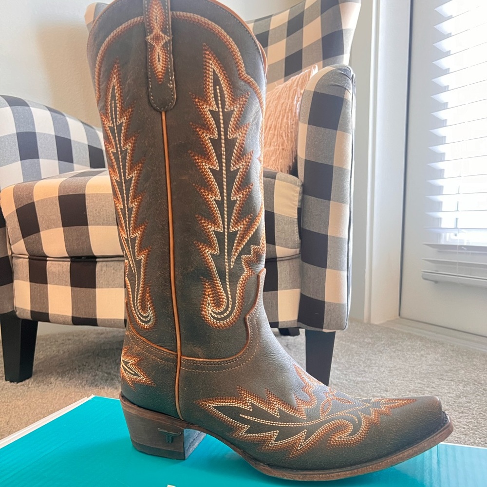 Lane Boots- Lexington Brown Crackle Cowgirl boots